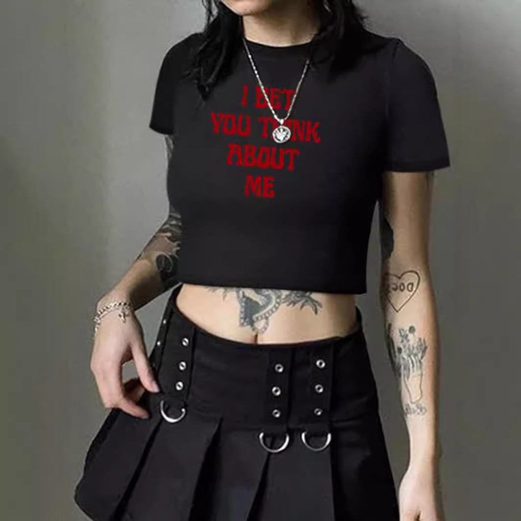 Women's Crop T-Shirt with Creative Comic Motif