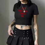Women's Crop T-Shirt with Creative Comic Motif