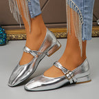 Women's Ballet Flats with Decorative Buckle and Elegant Upper
