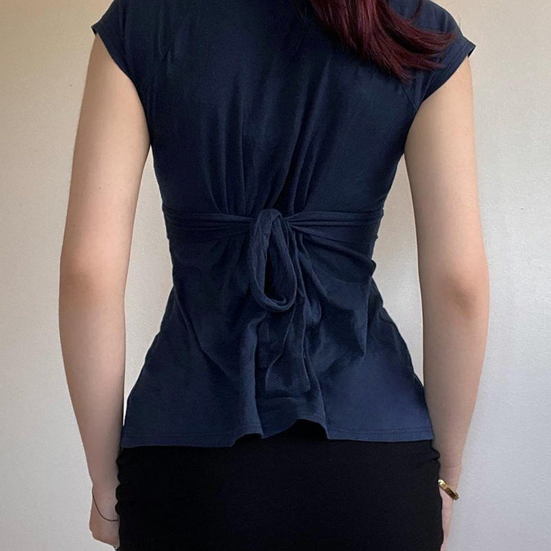 Women's Form-Fitting Short-Sleeve Shirt with V-Neck