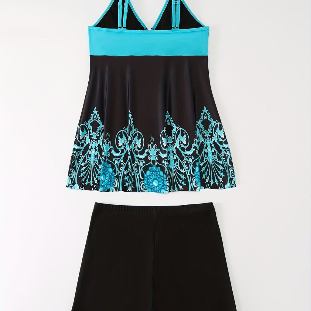 Women's Swimsuit Set with Pattern and Shorts