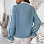 Long Sleeve Blouse with Lace Accents