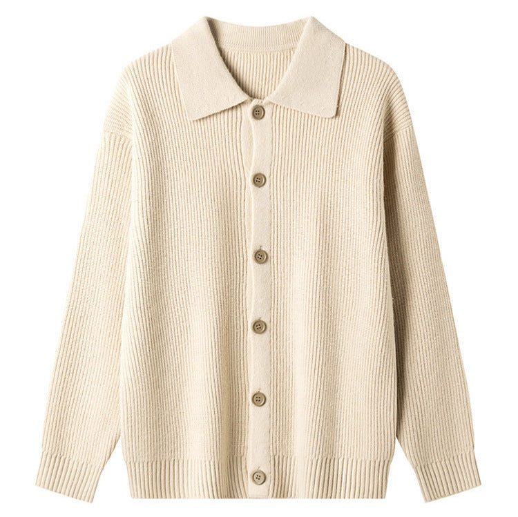Women's Patterned Cardigan with Collar and Button Placket