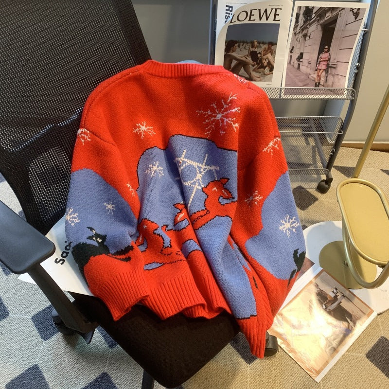 Women's Festive Holiday Sweater with Crew Neck