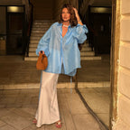 Elegant Women's Linen Blouse with Knot Detail