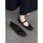 Women's Ballet Flats with Elastic Strap and Sparkling Accents