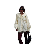 Women's Blouse with Large Collar and Subtle Ruffles