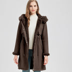 Women's Elegant and Warm Parka with Detachable Faux Fur Collar and Practical Lacing Details
