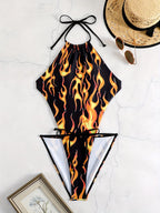 Women's Swimsuit with Fiery Motifs
