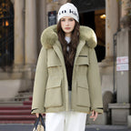 Elegant and Warm Winter Jacket with Detachable Faux Fur Collar