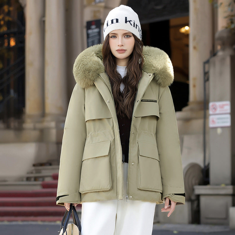 Elegant and Warm Winter Jacket with Detachable Faux Fur Collar