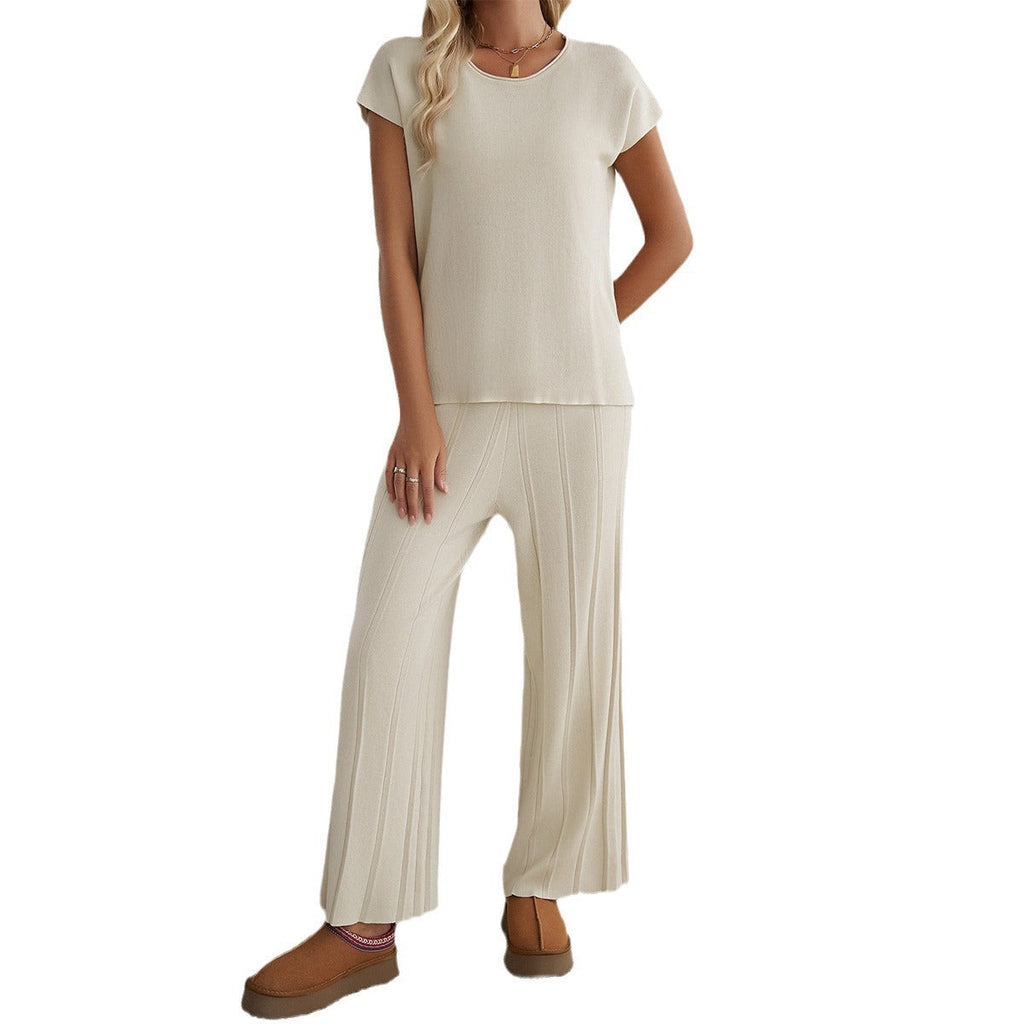 Two-Piece Lounge Set with Wide Top and Palazzo Pants
