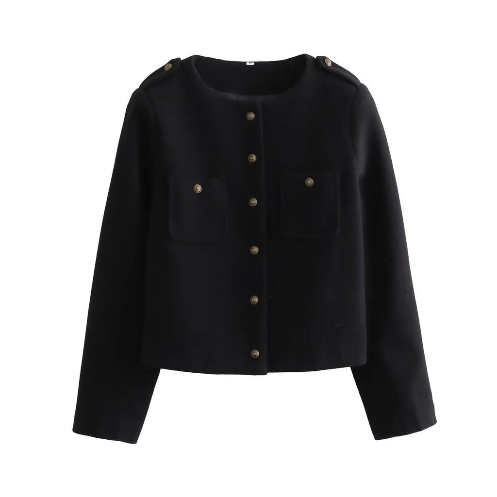 Elegant Short Jacket with Decorative Button Details