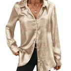 Women's Elegant Shimmering Blouse with Classic Collar