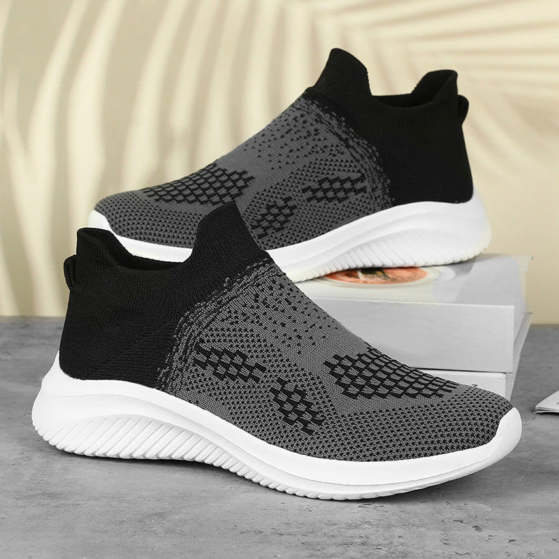 Women's Breathable Ankle Sneakers with Elastic Knit Upper