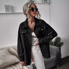 Women's Corduroy Jacket with Modern Cut and Practical Pockets
