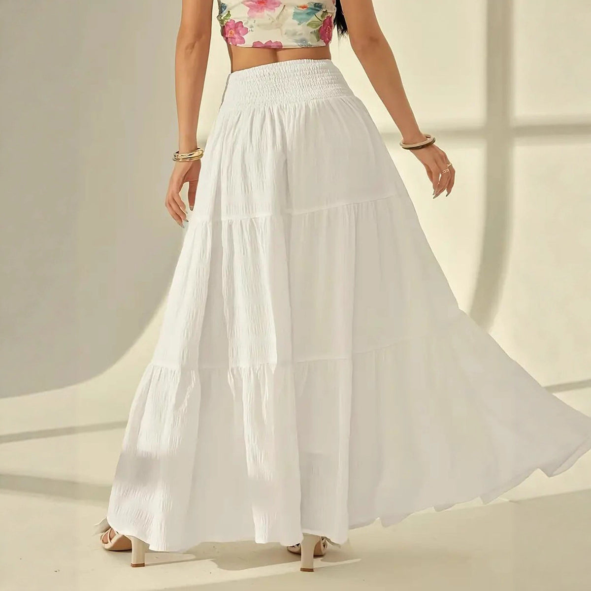 Women's Maxi Skirt with Voluminous Layered Design