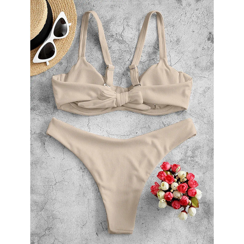 Women's Swim Set with Padded Top and High-Cut Legs