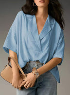 Women's Airy Short-Sleeve Blouse in Modern Oversized Cut