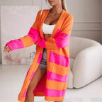 Women's Casual Striped Knit Coat
