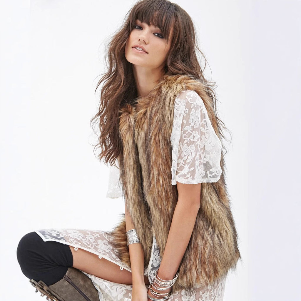 Women's Elegant Faux Fur Vest with Modern Cut