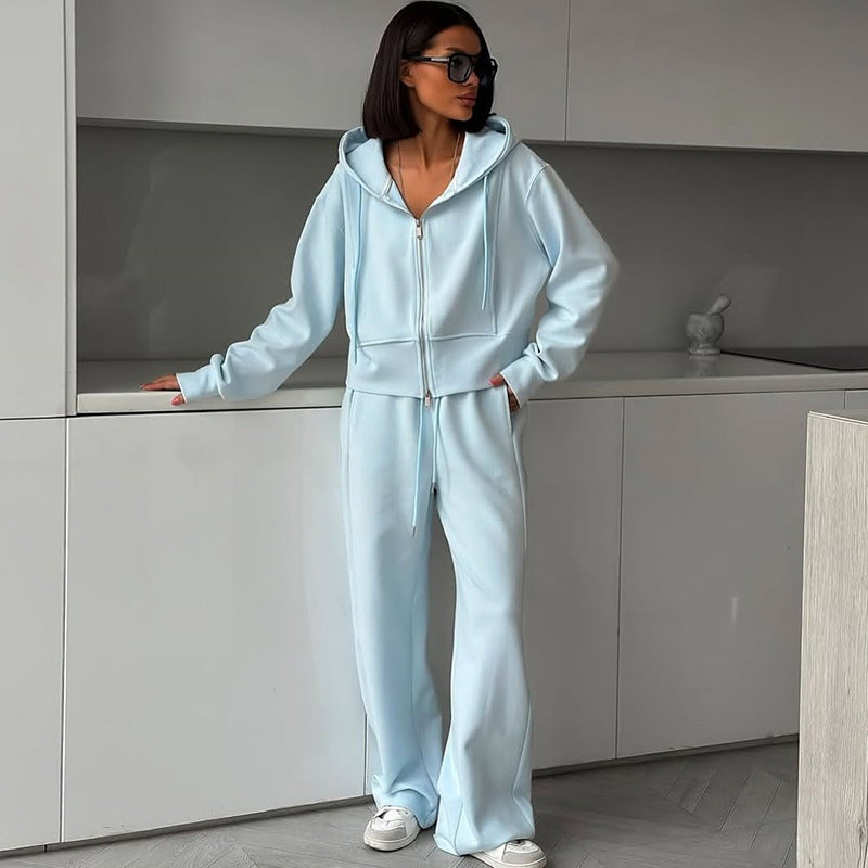 Cropped Hoodie and Wide-Leg Jogger Set