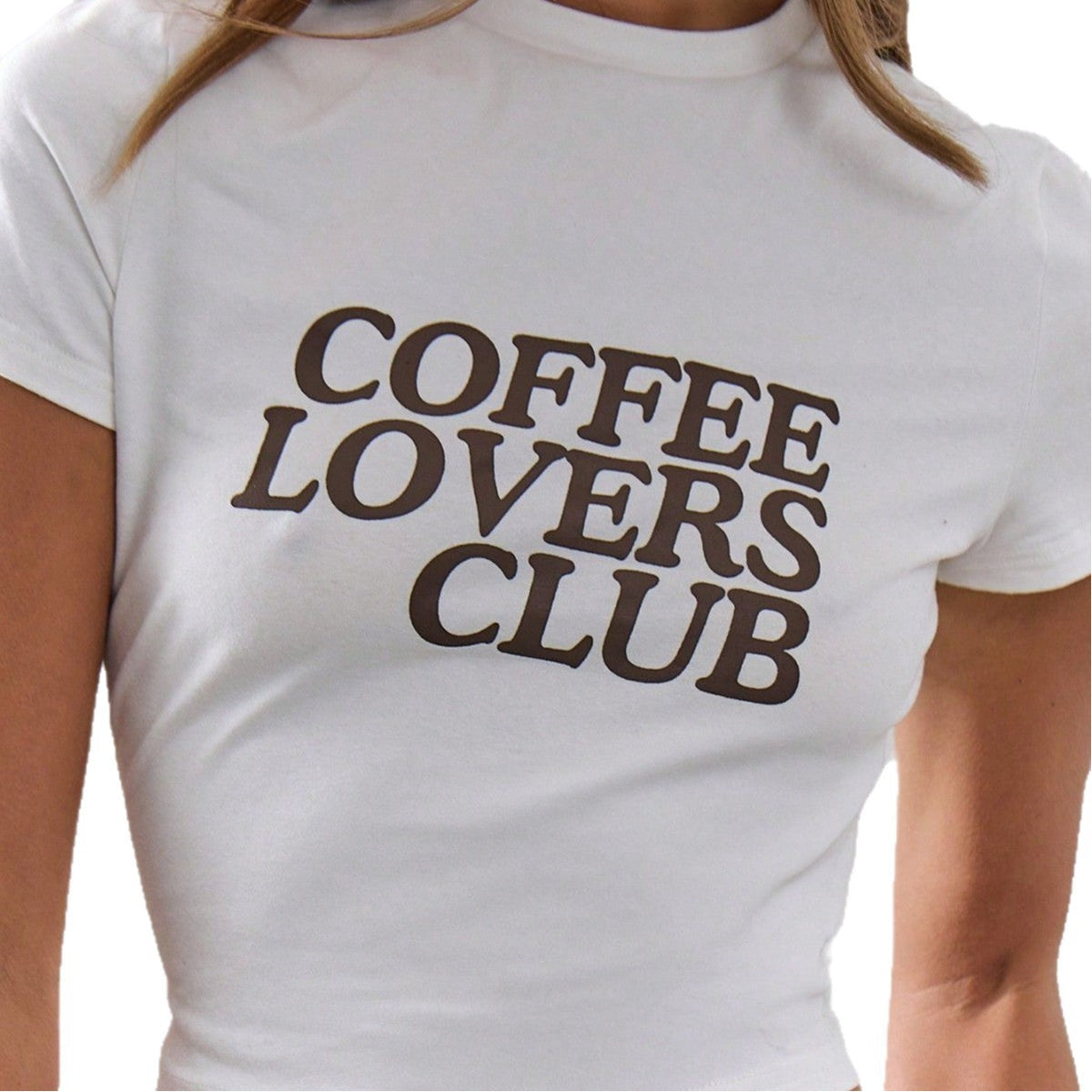 Women's Crop T-Shirt with Coffee Lover Print