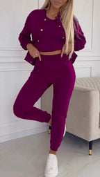 Women's Casual Jogging Suit with Chic Cut and Elastic Waistband