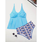 Women's Swimsuit Set with Stylish Top and High-Cut Bottoms