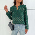 Women's Blouse with Fine Print and Button Details