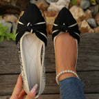 Women's Ballet Flats with Elegant Bow Design and Breathable Surface Structure