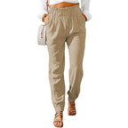 Women's Elegant Casual Trousers with Elastic Waist and Side Pockets