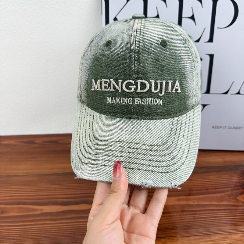 Men's Distressed Denim Baseball Cap