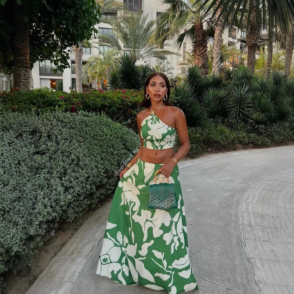 Women's Floral Maxi Skirt with Elastic Waistband