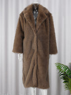 Women's Faux Fur Coat with Classic Lapel