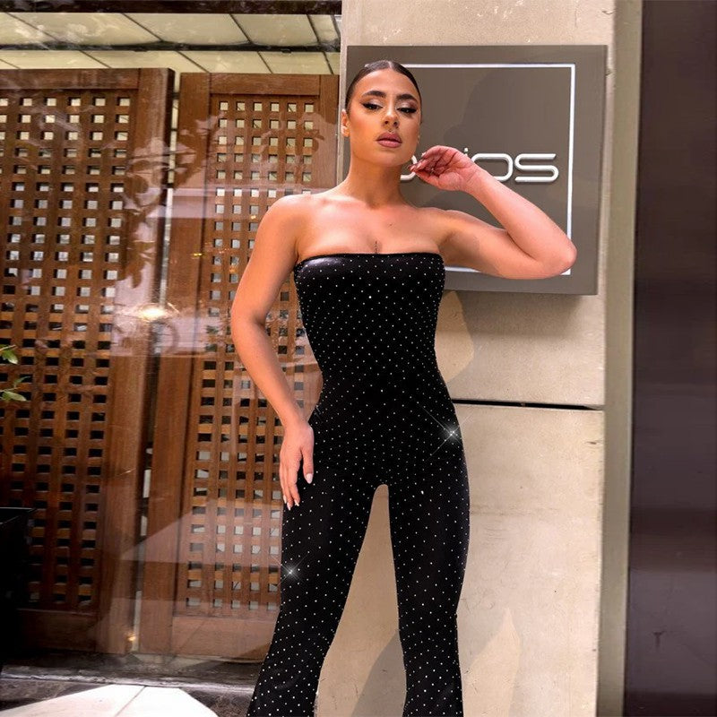 Elegant Fitted Jumpsuit with Shimmering Appliqués