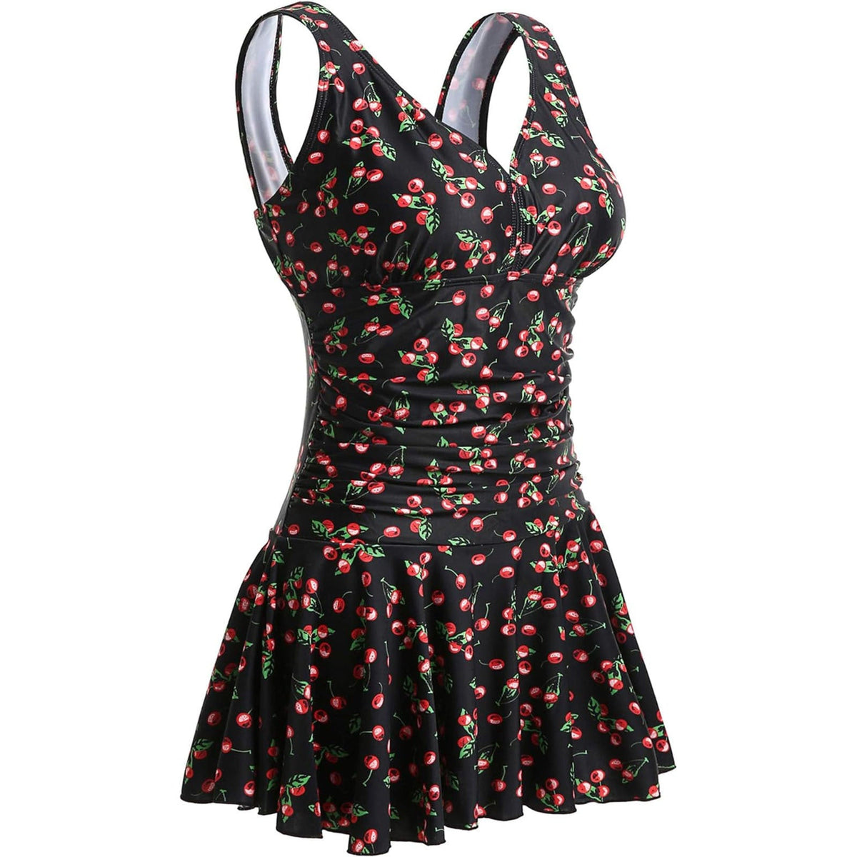 Women's Ruffled Swimsuit with Cherry Print