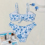 Women's Swim Set with Floral Print and Adjustable Straps