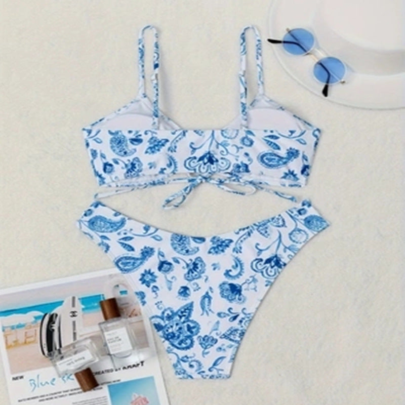 Women's Swim Set with Floral Print and Adjustable Straps
