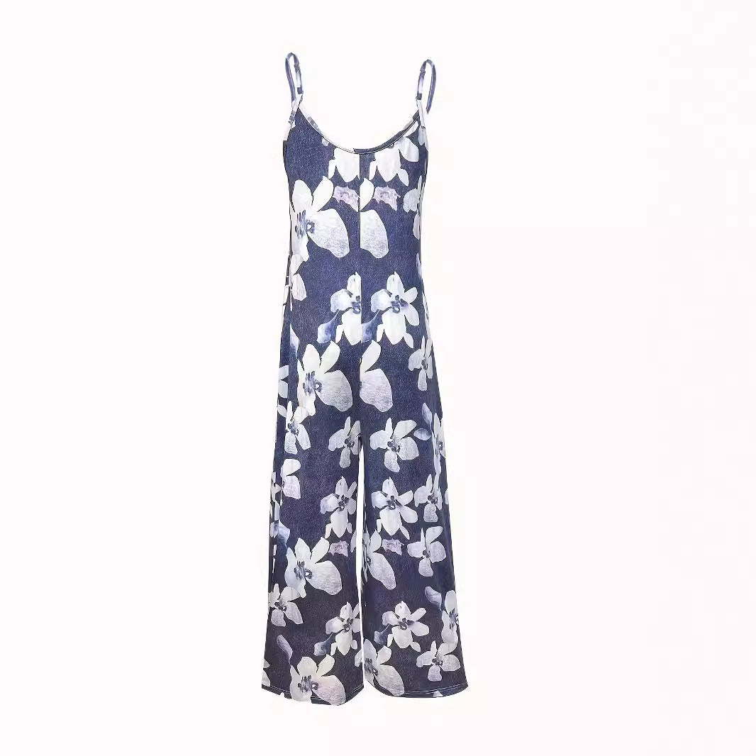 Women's Airy Summer Overall with Wide Legs and Pockets