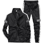 Men's Sportives Tracksuit Set with Contrast Stripes and Reflective Inserts