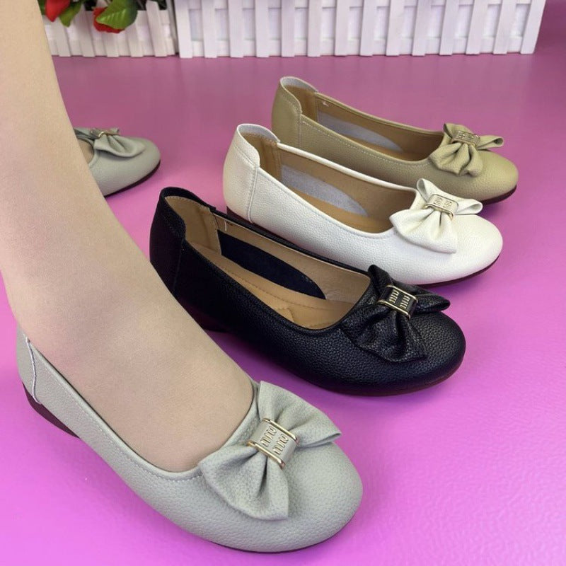 Women's Ballet Flats with Elegant Bow Ornamentation and Comfortable Footbed