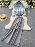 Women's Fashionable Loungewear Set with Zipper and Wide Leg