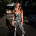 Women's Jumpsuit with Refined Snakeskin Design and Figure-Hugging Cut