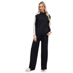 Women's Fashionable Leisure Loungewear Set with Modern Contrast Details