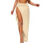 Women's Airy Beach Skirt with High Slit and Elastic Waistband