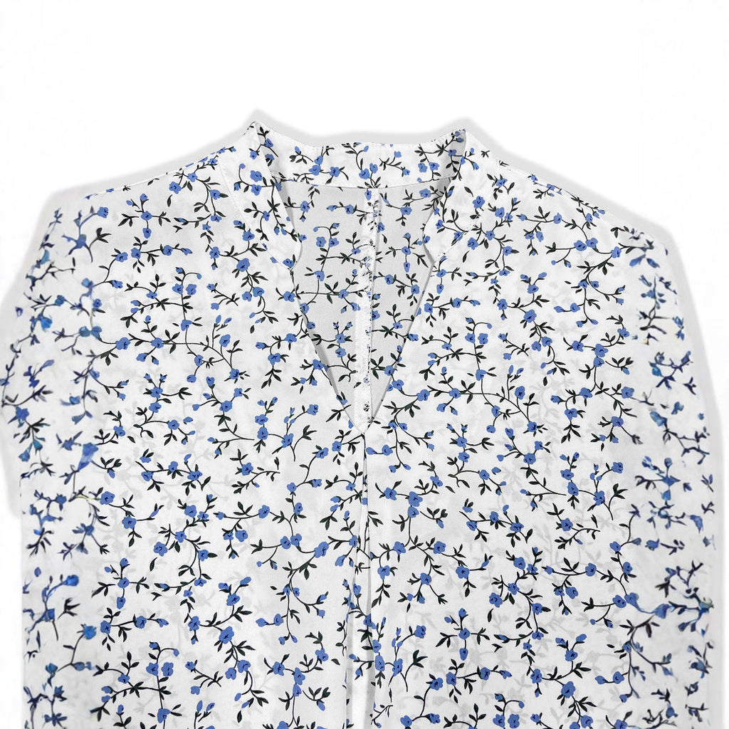 Women's Floral Print Blouse with Ruffled Sleeves
