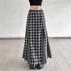 Women's Plaid Maxi Skirt with Slit