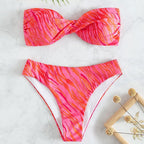 Women's Modern Leopard Print Bandeau Bikini