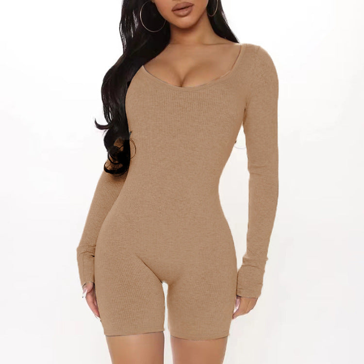 Women's Long Sleeve Ribbed Jumpsuit